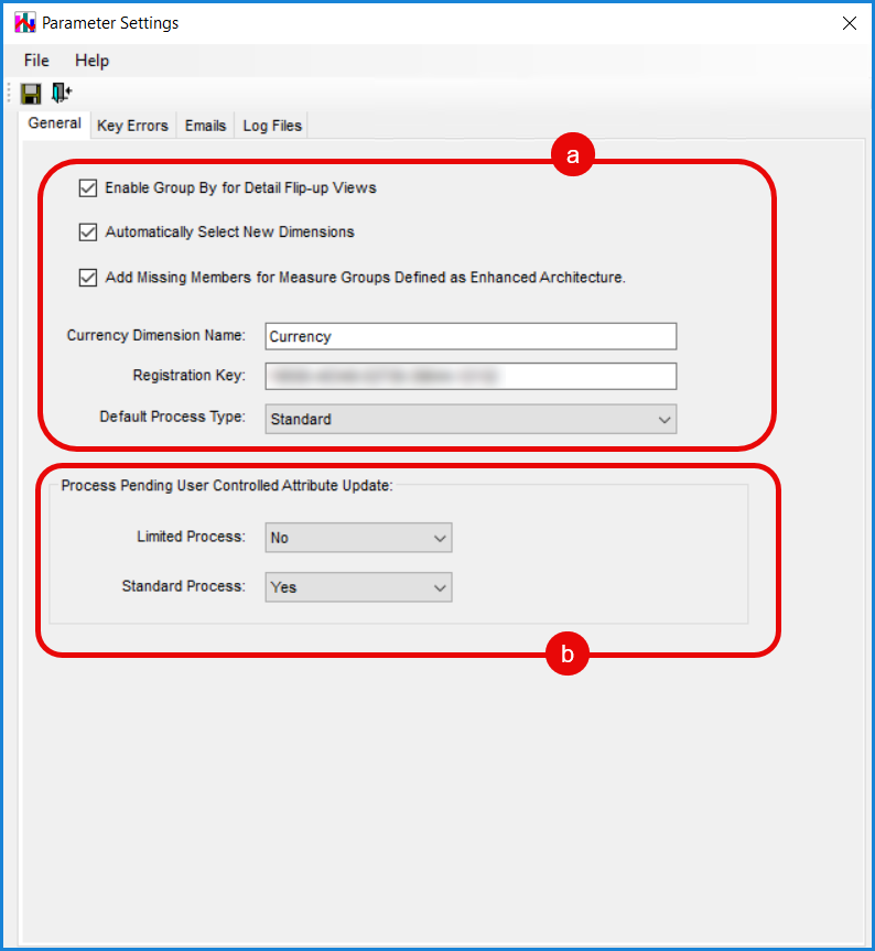 Help -- Parameter Settings Window