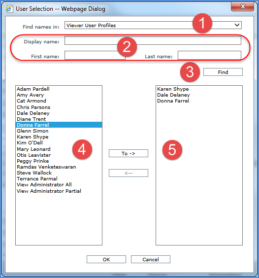 Help -- User Selection Window