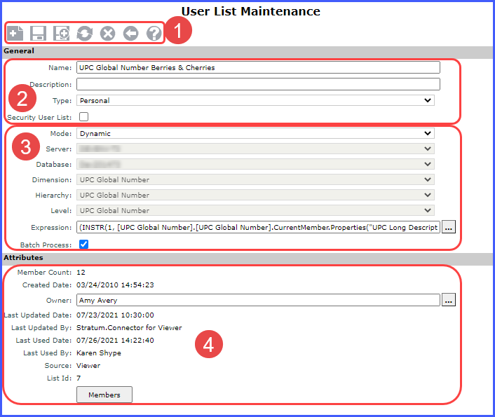 Help -- User List Maintenance Window